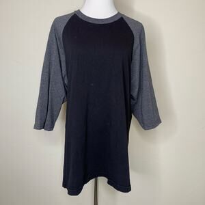Heavy Vintage Baseball Shirt Blank Black Gray
